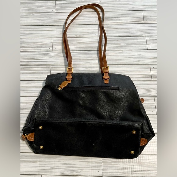 Boyt Womens Black Brown Jump Leather Adjustable Strap Zipper Pockets Tote Bag - Picture 2 of 4